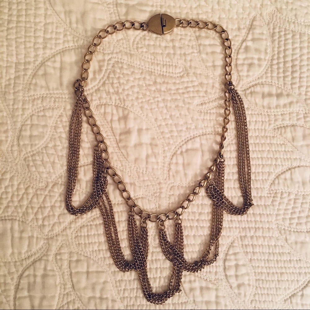 Thick Goldtone Bib Necklace